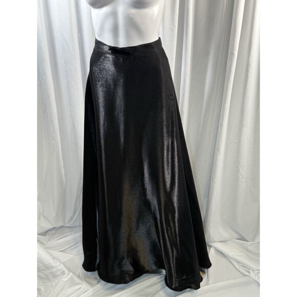 Vintage JS Collections High Waist Formal Maxi Skirt Black Silver 12 Glam 83-04 - Picture 1 of 15